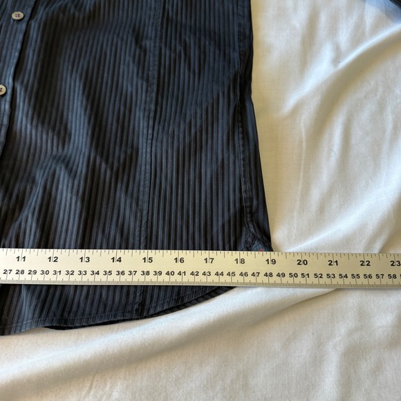 Ted Baker London Mens Textured Striped Long Sleeve Button Up Shirt Black Medium - Picture 16 of 16